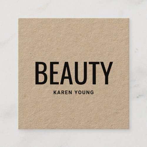 Modern beauty salon trendy rustic kraft makeup square business card