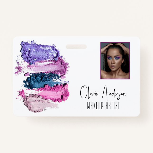 Modern Beauty Swatch Makeup Artist Picture ID Badge (Front)