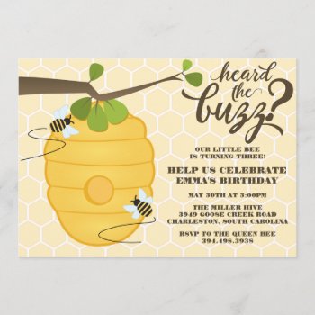 Modern Bee Birthday Party Invitation by cranberrydesign at Zazzle