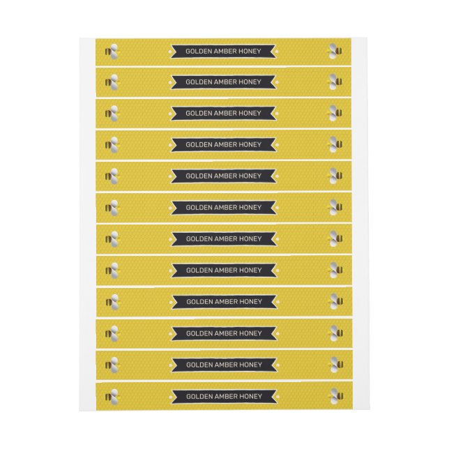 Modern Bee Icon Gold Honey Jar Lid Label (Sheet)