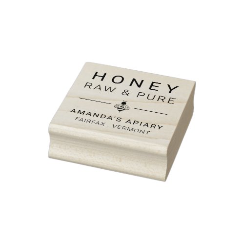 Modern Bee Icon Honey Apiary Rubber Stamp