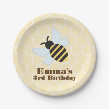 Modern Bee Paper Plates by cranberrydesign at Zazzle