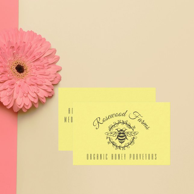 Modern Bee Wreath Business Card (Creator Uploaded)