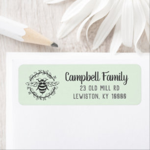 Modern Bee Wreath Return Address Label