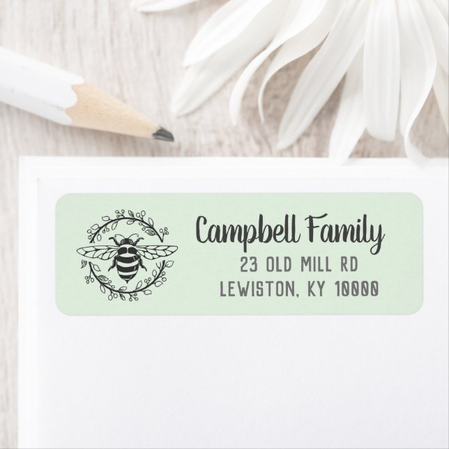 Modern Bee Wreath Return Address Label (Insitu)