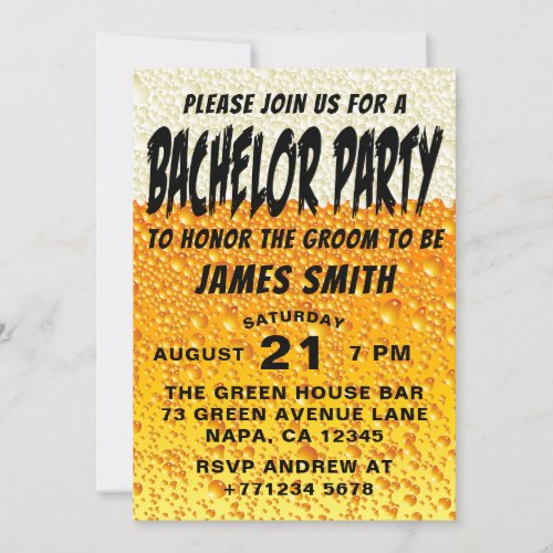 Modern Beer Background Bachelor Party Invitation