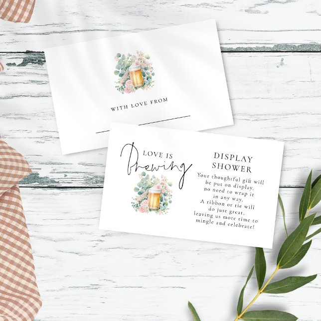 Modern Beer Love Brewing Display Bridal Shower Enclosure Card (Front and back view)