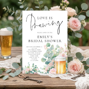 Modern Beer Love is Brewing Bridal Shower Invitation
