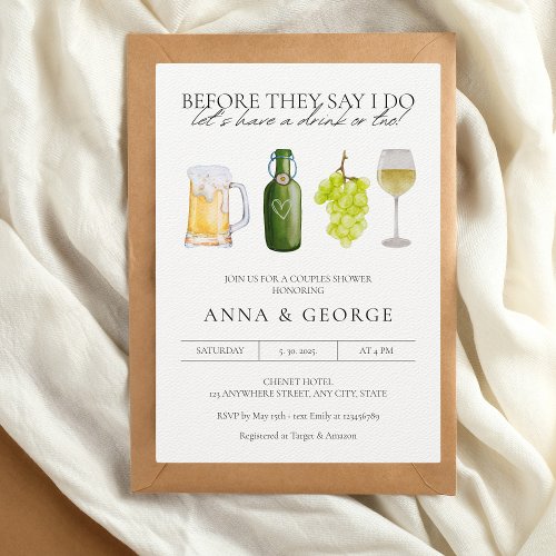 Modern Beer Wine Brewery Couples Shower Invitation