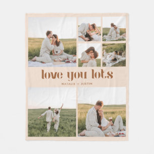 Modern Beige 7 Photo Couple Collage  Fleece Blanket