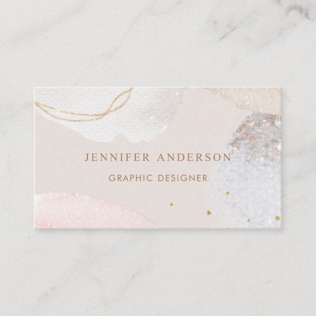 Modern beige abstract watercolor  business card (Front)