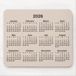 Modern Beige and Black Calendar Mouse Pad