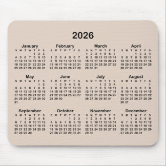 Modern Beige and Black Calendar Mouse Pad