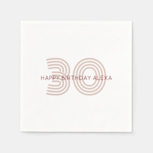 Modern Beige and Wine Monogram Napkins