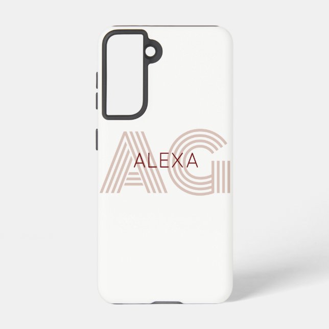 Modern Beige and Wine Monogram Samsung Galaxy Case (Back)