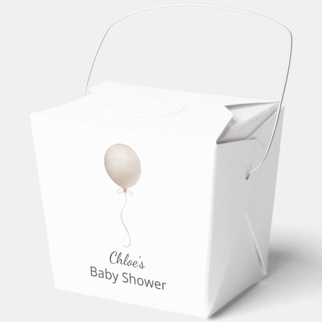 Modern Beige Balloon Boho Baby Shower Favor Boxes (Front)