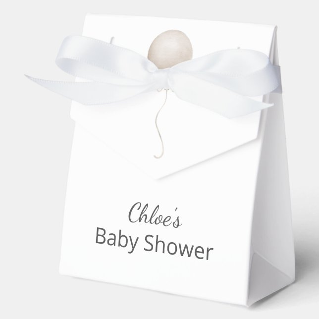 Modern Beige Balloon Boho Baby Shower Favor Boxes (Front)