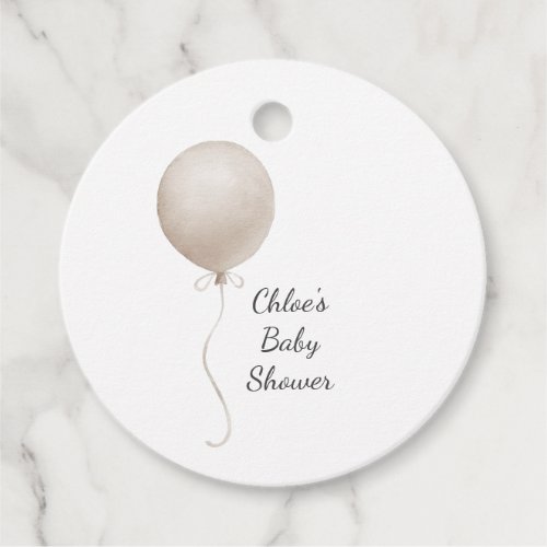 Modern Beige Balloon Boho Baby Shower Favor Tags