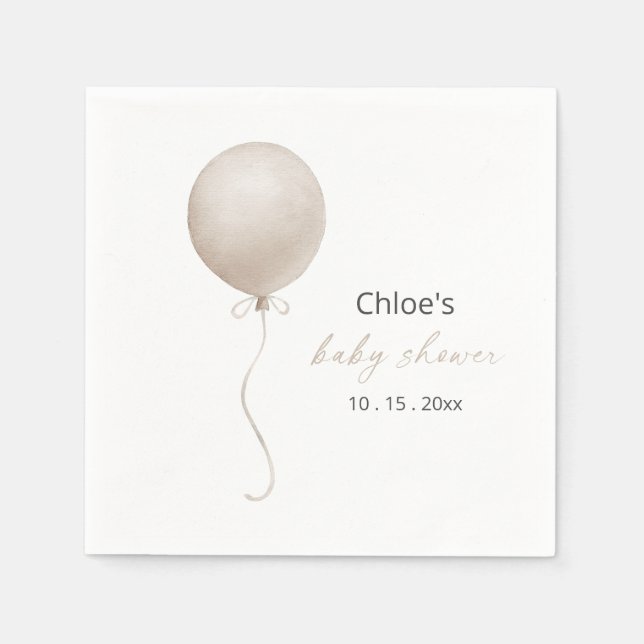 Modern Beige Balloon Boho Baby Shower Napkins (Front)
