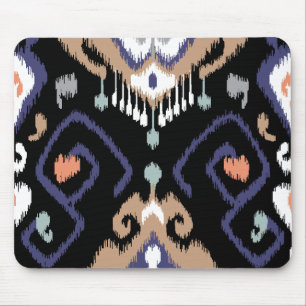 Modern beige black ikat tribal pattern mouse pad