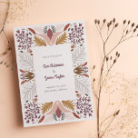 Modern Beige Botanical Floral Boho Frame Save The Date<br><div class="desc">A modern Boho wedding invitation with a hand drawn botanical frame featuring floral designs in warm shades of purple, gray, gold and pink and a golden yellow backer. Perfect for a late summer or fall wedding. Use the design tool to change the fonts and background color if you like. Need...</div>
