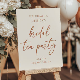 Modern Beige Bridal Tea Party Shower Welcome Sign