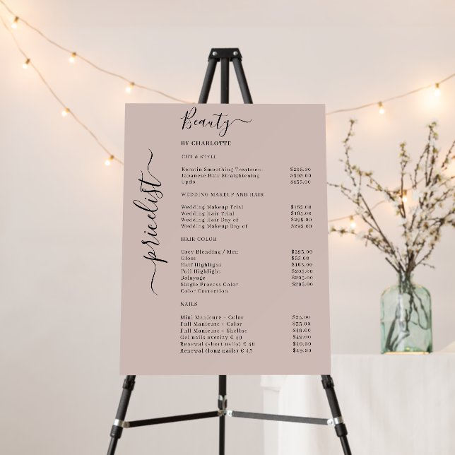 Modern Beige-Brown Price List  Foam Board (In Situ (Stand))