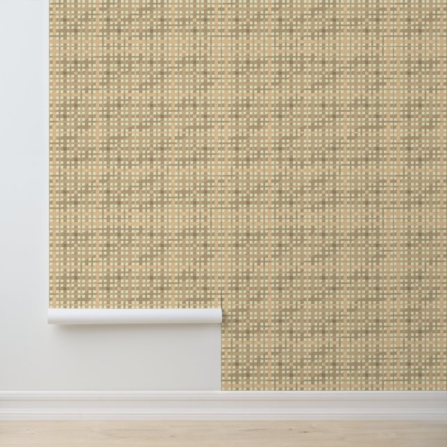 Modern Beige Brown Tan Plaid  Wallpaper (Application)