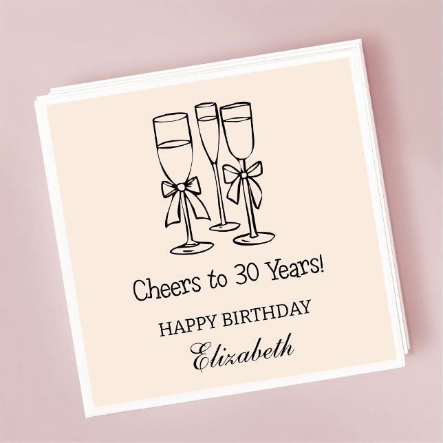 Modern Beige Cheers to 30 years Birthday Napkins (Creator Uploaded)