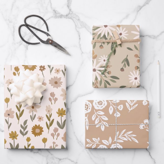 Modern Beige Christmas Wrapping Paper (Front)