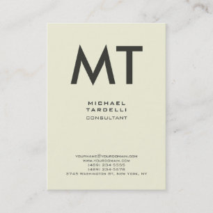 Modern Beige Color Trendy Vertical Bold Monogram Business Card