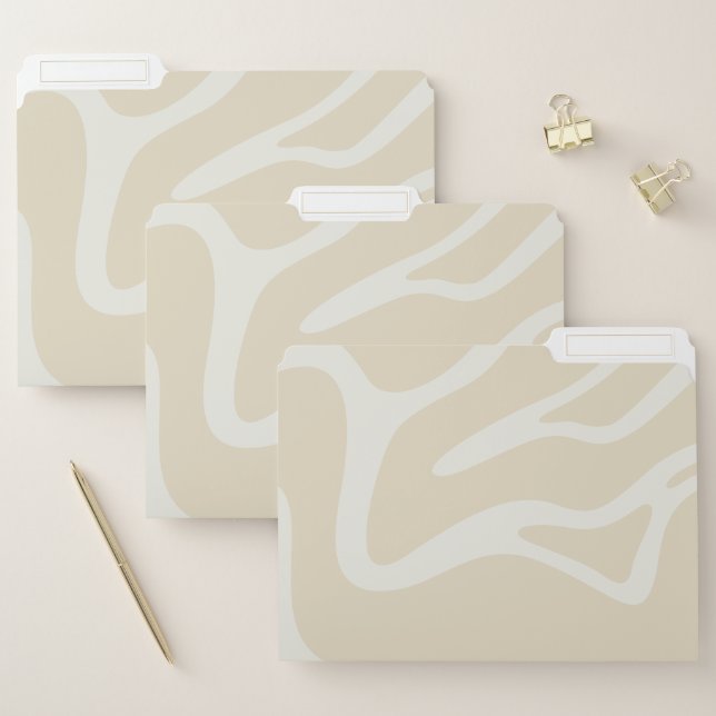 Modern Beige Cream Simple Organic Pattern File Folder (Set)