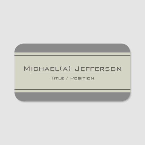 Modern Beige Elegant Deep Grey Chic Professional Name Tag