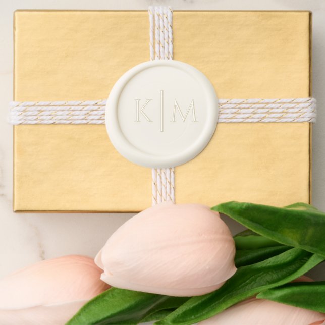 Modern Beige Elegant Script Minimalist Wedding Wax Seal Sticker (Front)