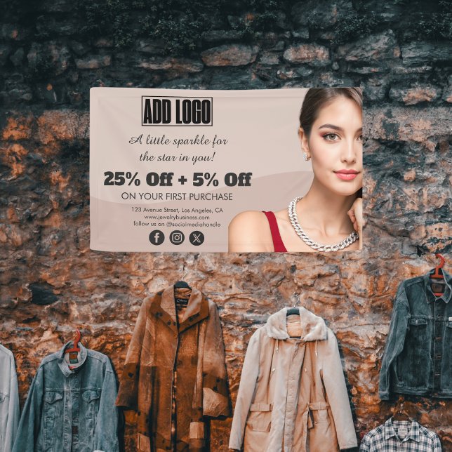 Modern Beige Fashion Jewelry Business Logo Banner (Creator Uploaded)