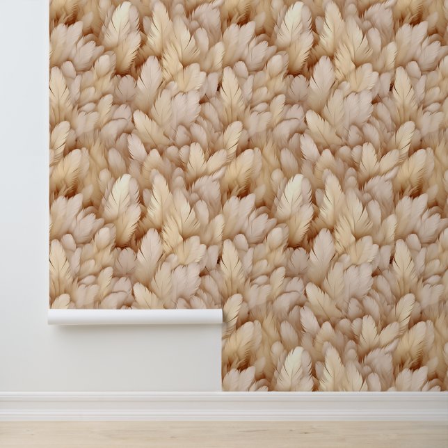 Modern beige feathers  wallpaper  (Application)