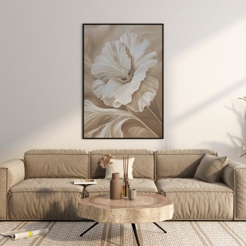 Modern Beige Flower Aesthetic Wall Art