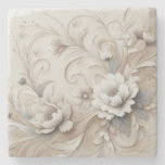 Modern Beige Flowers 1 Stone Coaster