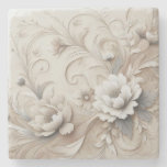 Modern Beige Flowers 3 Stone Coaster
