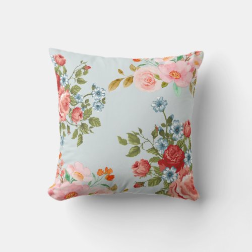 modern Beige  Flowers Pattern  Square Throw Pillow