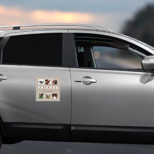 Modern Beige Friends Forever Photo Collage Car Magnet