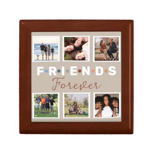 Modern Beige Friends Forever Photo Collage Gift Box