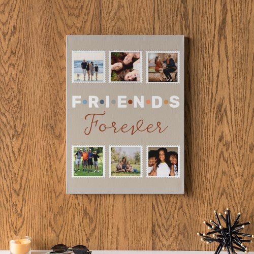 Modern Beige Friends Forever Photo Collage Metal Print