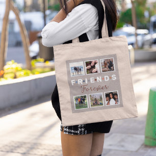 Modern Beige Friends Forever Photo Collage Tote Bag