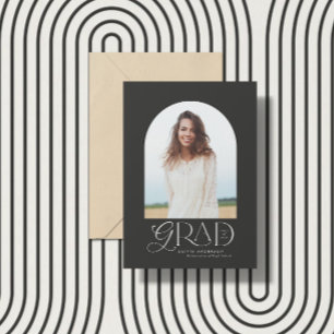 Modern beige geometric photo arch graduation annou announcement