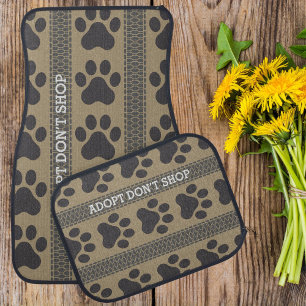 Modern Beige Grey Paw Print Rugged Trail Textures Car Floor Mat