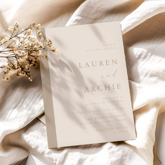 Modern Beige & Ivory Minimal Wedding Invitation