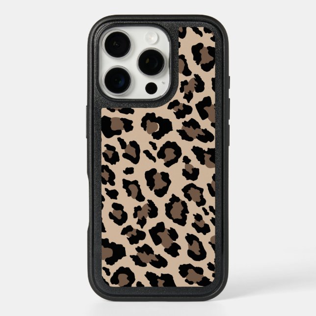Modern Beige Leopard Cheetah Animal Print Pattern Otterbox iPhone Case (Back)