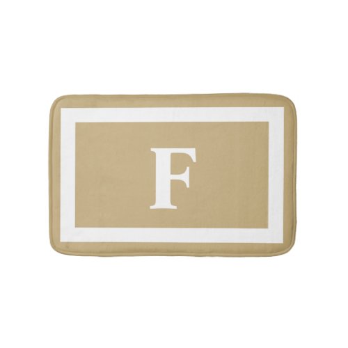 Modern Beige Letter F Monogram Custom Initial Bath Mat