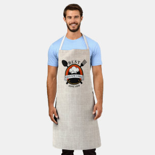 Modern Beige Linen Best Private Chef Personalized Apron